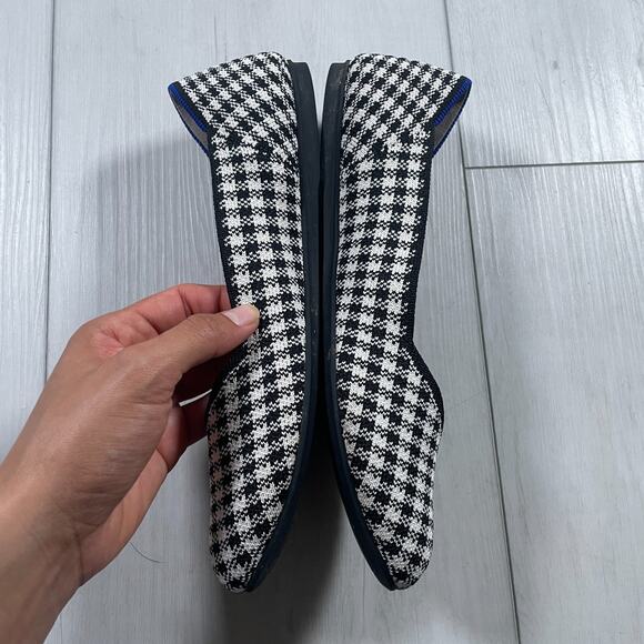 Rothy's Women's 8 The Flat Picnic Checkered Black White Round Toe Ballet - Picture 4 of 7